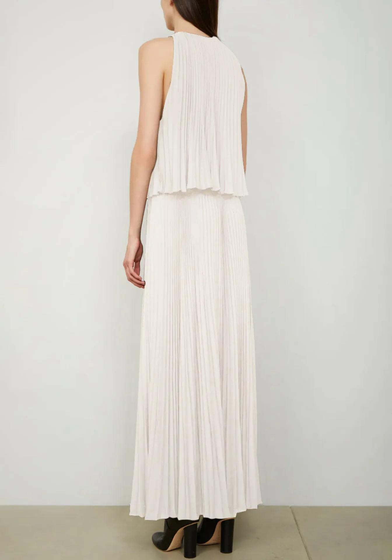 The Hallett Pleated Two Tiered Tea Length Dress