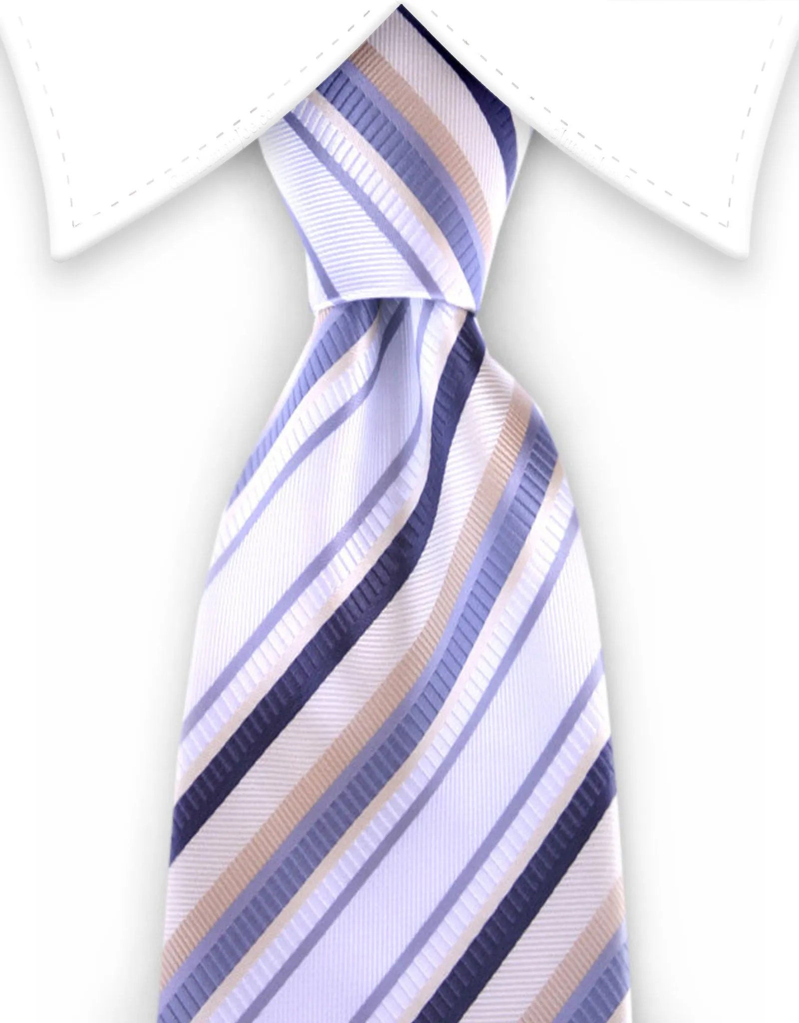 White, Charcoal, Silver, Gold Striped Tie