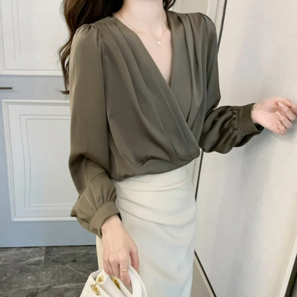 Womens V Neck Chiffon Blouse