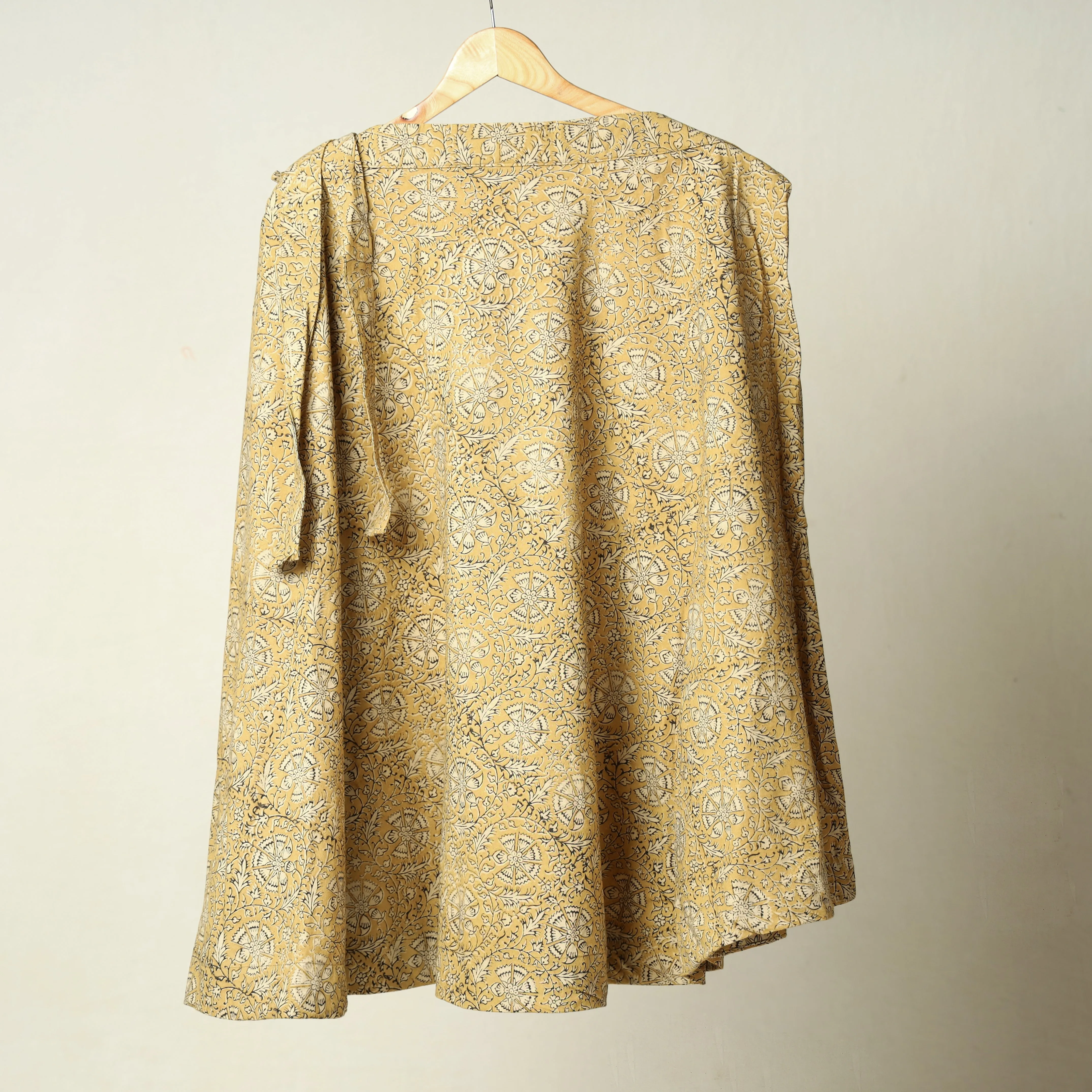 Yellow - Kalamkari Block Printed Cotton Wrap Around Skirt