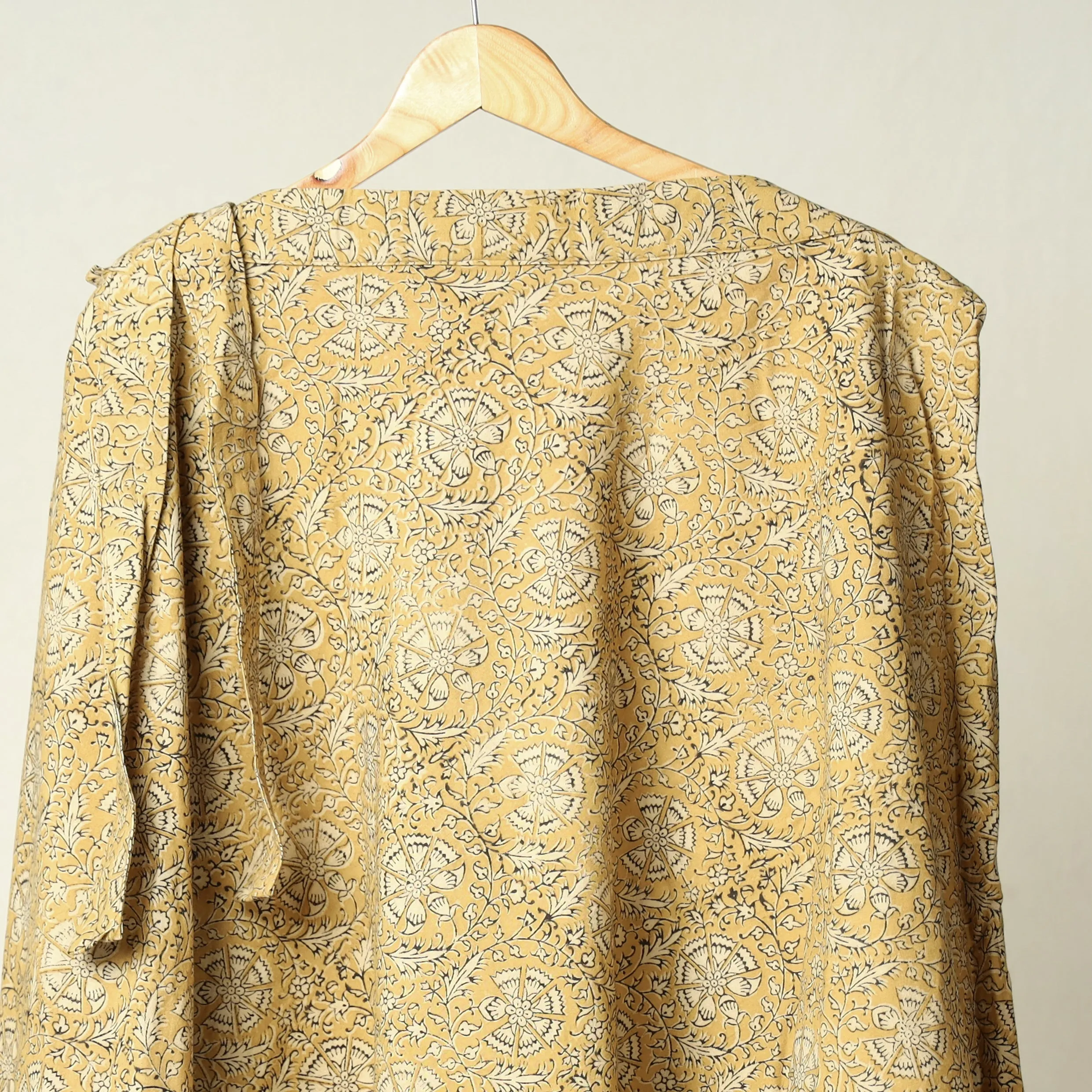 Yellow - Kalamkari Block Printed Cotton Wrap Around Skirt